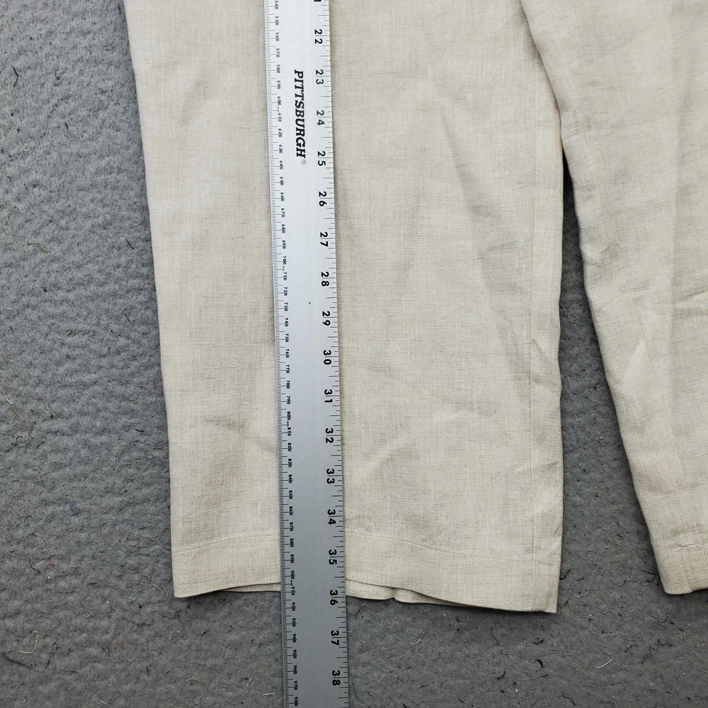 Tasso Elba Island Trouser Pants Mens 38x30 Tan Linen Straight Leg Drawstring
